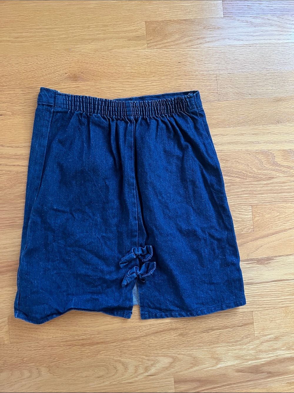 Vintage Navy Blue Elastic Waist Skirt girls 14 made in the USA cotton